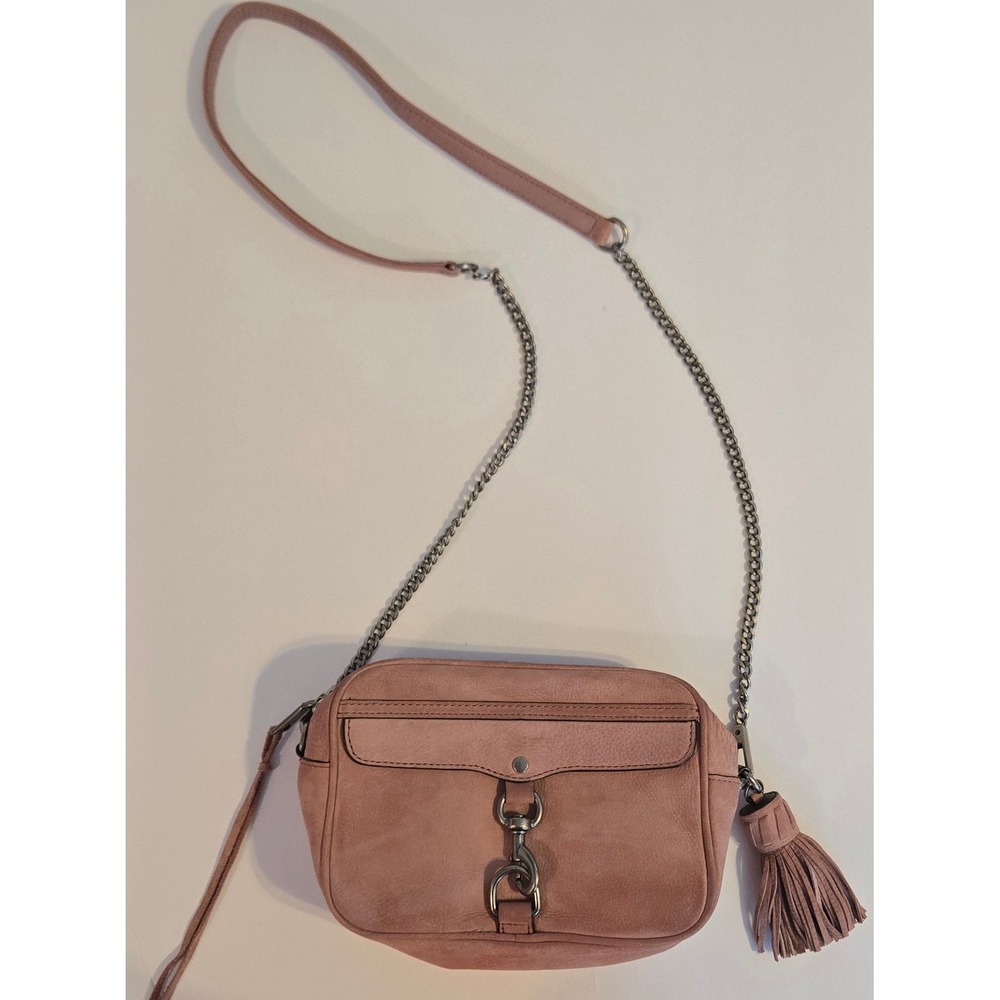 Rebecca Minkoff Suede Crossbody Bag Purse Blush Chain Tassle